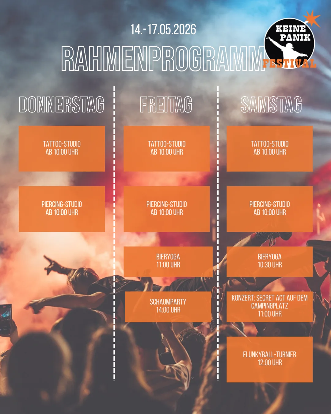Übersicht Festival Wochenende 2026